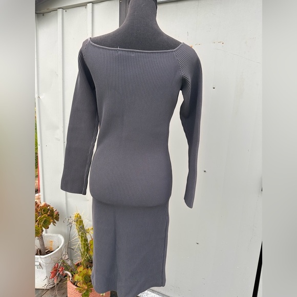 NEW GOOD AMERICAN WOMENS DRESS Gray Ribbed Knit XL - Picture 4 of 8